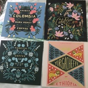 Rifle paper co set of 4 coffee prints